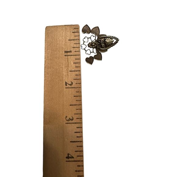 Milagro Sacred Heart Brooch Pin Flower and Hearts Openwork Lightweight Costume - Picture 4 of 4